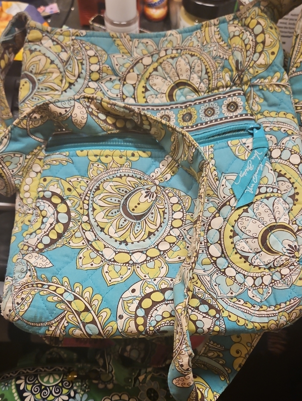 Vera Bradley Turquoise Paisley Quilted Crossbody Bag